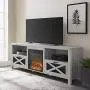 Walker Edison Calgary Industrial Farmhouse X-Drawer Metal Mesh and Wood Fireplace TV Stand for TVs up to 80 Inches, 70 Inch, Stone Grey Walker Edison Calgary Industrial Farmhouse X-Drawer Metal Mesh and Wood Fireplace TV Stand for TVs up to 80 Inches, 70 Inch, Stone Grey