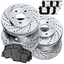 Full Kit Cross-Drilled Slotted Brake Rotors Kit and Ceramic Brake Pads BLCC.42089.02