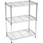 Amazon Basics 3-Shelf Adjustable, Heavy Duty Storage Shelving Unit (250 lbs loading capacity per shelf), Steel Organizer Wire Rack, Chrome (23.3L x 13.4W x 30H) Amazon Basics 3-Shelf Adjustable, Heavy Duty Storage Shelving Unit (250 lbs loading capacity per shelf), Steel Organizer Wire Rack, Chrome (23.3L x 13.4W x 30H)