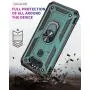 PUSHIMEI Compatible for LG Aristo 5/K8X/Phoenix 5/Fortune 3/Tribute Monarch/Risio 4 case,Military Grade Protection Phone Case Cover with HD Screen Protector Magnetic Ring Kickstand (Dark Green)