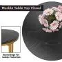 Mecor Modern Round Side End Accent Table with Faux Marble Table Top and Gold Metal Frame, Beside Sofa Table Nightstand for Living Room Bedroom, Easy to Assemble, Black