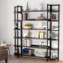 Tribesigns Triple Wide 6-Shelf Bookshelves , 6-Tier Large Etagere Bookcase Bookshelves Storage and Double Wide Bookshelf Display Shelves with Sturdy Metal Frame for Home Office Deco ,Black