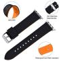 Apple Watch Band Silicone Compatible Apple Watch 38mm 40mm 42mm 44mm, Fullmosa Rainbow Soft Rubber iWatch Band for Apple Watch SE/6/5/4/3/2/1, Black Top/ Pumpkin Orange Bottom 40mm 38mm