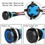 5PCS 19mm 3/4'' Metal Latching Pushbutton Switch with Wiring Harness, 12V LED 1NO1NC SPST ON-OFF Switch, Waterproof 24V Pre-Wired 4 Pin Toggle Switch for 0.74'' Mounting Hole, Black Shell & Blue Light