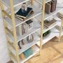 Tribesigns Triple Wide 5-Shelf Bookcase, 5 Tier Etagere Large Open Bookshelf Faux White Marble Look Shelves Wood and Metal Bookcases Furniture for Home & Office, Gold