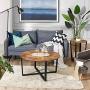 VASAGLE ALINRU Round Coffee Table, Industrial Style Cocktail Table, Durable Metal Frame, Easy to Assemble, for Living Room, Rustic Brown ULCT88X