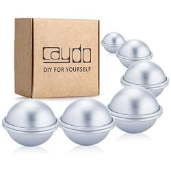 Caydo 12 Pieces 3 Sizes 4cm/ 5cm/ 6cm DIY Metal Bath Bomb Mold 6 Set for Crafting Your Own Fizzles