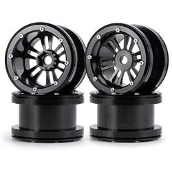 Que-T 4pcs/Set RC Beadlock Wheel Rims, 2.2'' Metal Wheel Hub for 1/10 Axial Wraith TRX4 D90 SCX10 Car (Black)