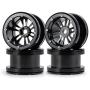 Que-T 4pcs/Set RC Beadlock Wheel Rims, 2.2'' Metal Wheel Hub for 1/10 Axial Wraith TRX4 D90 SCX10 Car (Black)