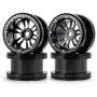 Que-T 4pcs/Set RC Beadlock Wheel Rims, 2.2'' Metal Wheel Hub for 1/10 Axial Wraith TRX4 D90 SCX10 Car (Black)