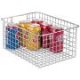 mDesign Farmhouse Decor Metal Wire Food Storage Organizer Bin Basket with Handles - for Kitchen Cabinets, Pantry, Bathroom, Laundry Room, Closets, Garage - 12'' x 9'' x 6'' - 4 Pack - Chrome