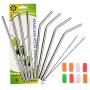 Kichwit Stainless Steel Smoothie Straws - Reusable Wide Metal Drinking Straws - 8 Pack with 2 Cleaning Brushes - 9 Inch Long, 5/16 Inch Wide