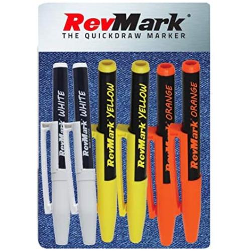 RevMark Bright Series Industrial Marker - 6 Pack - Made in USA - Replaces paint marker for metal, pipe, pvc - ASSORTED