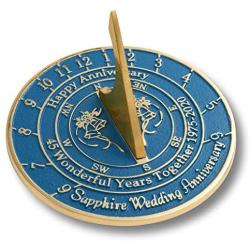 The Metal Foundry 45th Sapphire 2020 Wedding Anniversary Sundial Gift. Solid Recycled Brass Gift Idea is A Great Present for Him, Her, Parents, Grandparents Or Couple for 45 Years Marriage