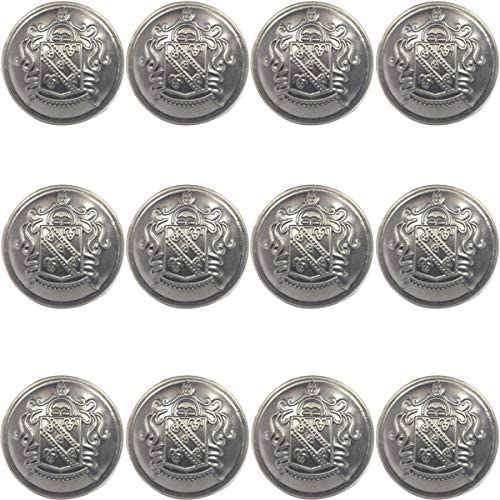 12 Piece Metal Blazer Button Set - for Blazer, Suits, Sport Coat, Uniform, Jacket 25mm(Silver)