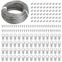 Picture Hanging Kit - 100 Feet Stainless Steel Hanging Wire, 60 Pcs D Ring Picture Hangers with Screws and 60 Pcs Aluminum Crimping Loop Sleeve for Hanging Paintings Photos