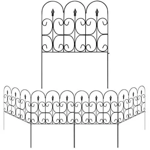 Amagabeli Decorative Garden Fence Outdoor Coated Metal Rustproof 32in x 10ft Landscape Wrought Iron Wire Border Folding Patio Fences Flower Bed Fencing Barrier Section Panels Decor Picket Edging Black Amagabeli Decorative Garden Fence Outdoor Coated Metal Rustproof 32in x 10ft Landscape Wrought Iron Wire Border Folding Patio Fences Flower Bed Fencing Barrier Section Panels Decor Picket Edging Black