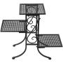 Black Metal Scrollwork Design 3-Tier Plant Stand, Planter Pot Display Shelf Rack with Perforated Shelves