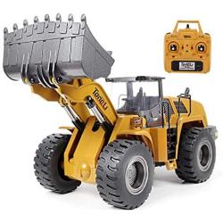 TongLi 583 1:14 Scale Metal RC Wheel Loader Toy Construction Trucks Vehicles Remote Control Outdoor Toys Bulldozer for Adults 2.4Ghz Powerful Upgraded with LED Lights and Simulation Sound