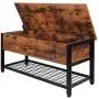 Industrial Storage Bench, Entryway Lift Top Shoe Storage Bench in Dining Room, Hallway, Living Room Metal Frame Industrial Storage Bench, Entryway Lift Top Shoe Storage Bench in Dining Room, Hallway, Living Room Metal Frame