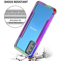 Samsung S20 Case Double Series Military Grade Drop Protection Hybrid Heavy Duty Extreme Protection Clear Sturdy Metal Bumper Case Support Wireless Charging for Samsung S20 6.2'' Rainbow