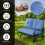 Giantex Loveseat Outdoor Patio Rocking Glider Cushioned 2 Seats Steel Frame Furniture (Navy)