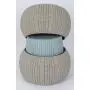 Keter Urban Knit Pouf Ottoman Set of 2 with Storage Table for Patio and Room Décor-Perfect for Balcony, Deck, and Outdoor Seating, Dune/Misty Blue