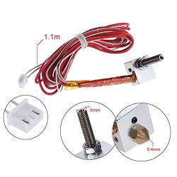 Aibecy DIY Hot End Kit 0.4mm Nozzle & M6 30mm Extruder Throat & 12V 40W Heater & NTC 3950 Thermistor & Aluminum Heater Block for RapRep i3 Anet A2 A8 3D Printer Replacement