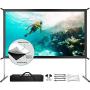Projector Screen with Stand, Upgraded 3 Layers 120 inch 4K HD 16:9 Outdoor/Indoor Portable Front Projection Screen, Foldable Projection Screen with Carry Bag for Home Theater Backyard Movie