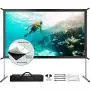 Projector Screen with Stand, Upgraded 3 Layers 120 inch 4K HD 16:9 Outdoor/Indoor Portable Front Projection Screen, Foldable Projection Screen with Carry Bag for Home Theater Backyard Movie
