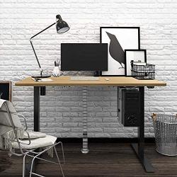 Flexispot Height Adjustable Desk, Electric Sit Stand Desk Home Office Table Standing Desk (55x28 Black+Maple)