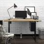 Flexispot Height Adjustable Desk, Electric Sit Stand Desk Home Office Table Standing Desk (55x28 Black+Maple)