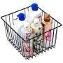 SANNO Wire Storage Basket,2 Pack Metal Household Storage Organizer Bin for Pantry, Shelf, Freezer, Kitchen Cabinet, Bathroom, Large Medium, Black