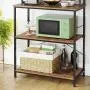 VASAGLE Bakers Rack, Microwave Oven Stand, 6-Tier Kitchen Utility Storage Shelf, 6 Hooks and Metal Frame, Industrial, 31.5 x 15.7 x 65.7 Inches, Rustic Brown and Black UKKS019B01