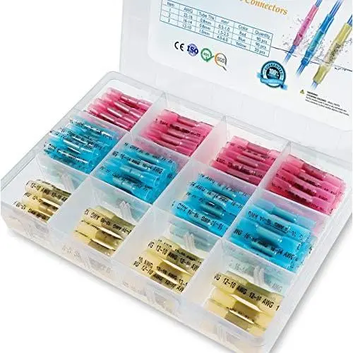 TICONN 200PCS Heat Shrink Butt Connectors Kit, Insulated Waterproof Electrical Marine Automotive Wire Crimp Terminals, Butt Splice (3 Colors / 3 Sizes) TICONN 200PCS Heat Shrink Butt Connectors Kit, Insulated Waterproof Electrical Marine Automotive Wire Crimp Terminals, Butt Splice (3 Colors / 3 Sizes)