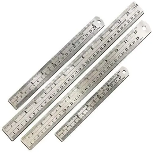 Mr. Pen Steel Rulers, 6, 8, 12, 14 inch Metal Rulers, Pack of 4