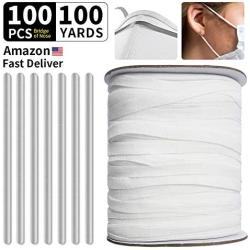 100 Pieces Elastic Bands with Adjustable Buckle, 16cm 1/5 Inch High Stretch String Cord Bands Thread Rope for Sewing DIY Jewelry Crafts Clothing Garment Sewing (White, 90mm/1/4-Inch 100 Yards)