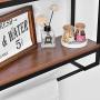 Bathroom Shelves Rustic Wall Shelf with Metal Wall Mounted Wood Shelving,Floating Shelves Towel Rack Storage Shelf Rack(2-Tier) (Black Bracket & Brown Shelves)