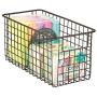 mDesign Farmhouse Decor Metal Wire Food Storage Organizer, Bin Basket with Handles for Kitchen Cabinets, Pantry, Bathroom, Laundry Room, Closets, Garage - 12'' x 6'' x 6'' - 2 Pack - Bronze