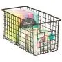 mDesign Farmhouse Decor Metal Wire Food Storage Organizer, Bin Basket with Handles for Kitchen Cabinets, Pantry, Bathroom, Laundry Room, Closets, Garage - 12'' x 6'' x 6'' - 2 Pack - Bronze