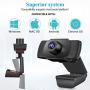 Webcam, Webcam with Microphone, USB Webcam with 3D Denoising and Automatic Gain, 1080p Webcam for Video Calling, Online Classes &Video Conference