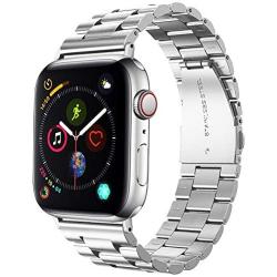 Supoix 42mm/44mm XL Large Bands Compatible with Apple Watch Series 4 44mm/Series 3/2/1 42mm,Stainless Steel Metal Link Replacement Wristbands Strap for Men-Silver