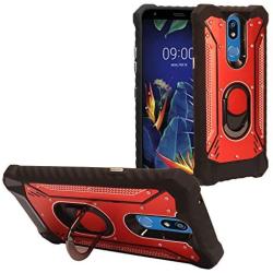 Eaglecell - for LG K40, Harmony 3, Xpression Plus 2 (2019) LM-X420, LG Solo LTE L423DL - Aluminum Metal Hybrid Phone Case with Stand - ZY0 Red