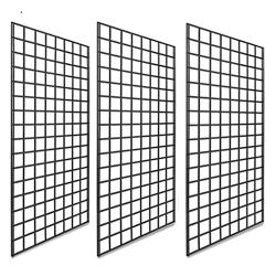 Only Garment Racks #1899B Grid Panels - Perfect Metal Grid for Any Retail Display, 2 Width x 4 Height, 3 Grids Per Carton (Black) (Pack of 3)