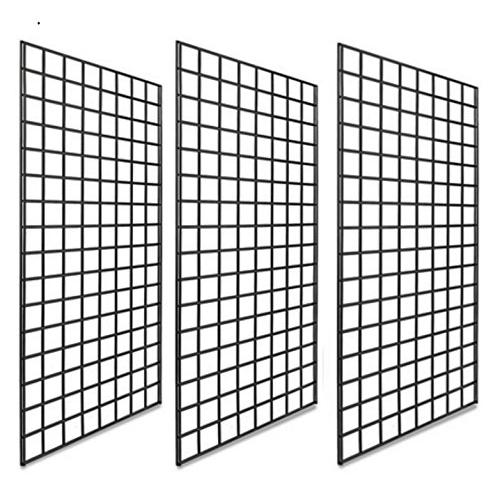 Only Garment Racks #1899B Grid Panels - Perfect Metal Grid for Any Retail Display, 2 Width x 4 Height, 3 Grids Per Carton (Black) (Pack of 3)