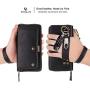 JAZ iPhone 8 Wallet Case / iPhone 7 Wallet Case - Multi-Function Wristlets Zipper Purse Detachable Magnetic 14 Card Slots Money Pocket Clutch Leather Wallet Case for Apple iPhone 8 / 7 / 6S / 6 Black