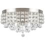 Kira Home Gemma 15'' Modern Chic 4-Light Crystal Flush Mount Chandelier + Round Metal Shade, Dimmable, Brushed Nickel Finish