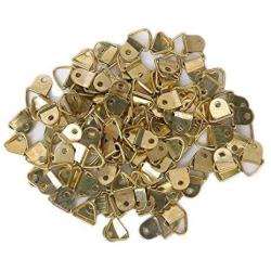 GCA Small Triangle D-Ring Picture Frame Hangers Single Hole with Screws ,Golden (100pcs)