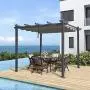 PURPLE LEAF 10 X 10 Aluminum Outdoor Retractable Canopy Pergola Deck Garden Grape Trellis Pergola Patio Gazebo, Gray PURPLE LEAF 10 X 10 Aluminum Outdoor Retractable Canopy Pergola Deck Garden Grape Trellis Pergola Patio Gazebo, Gray
