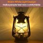 Vintage LED Hurricane Lantern with Dimmer Switch and 15 LEDs, Warm White Electric Kerosene Lamp Battery Operated, Hand-Painted Gold Metal Hanging Lantern for Indoors and Outdoor